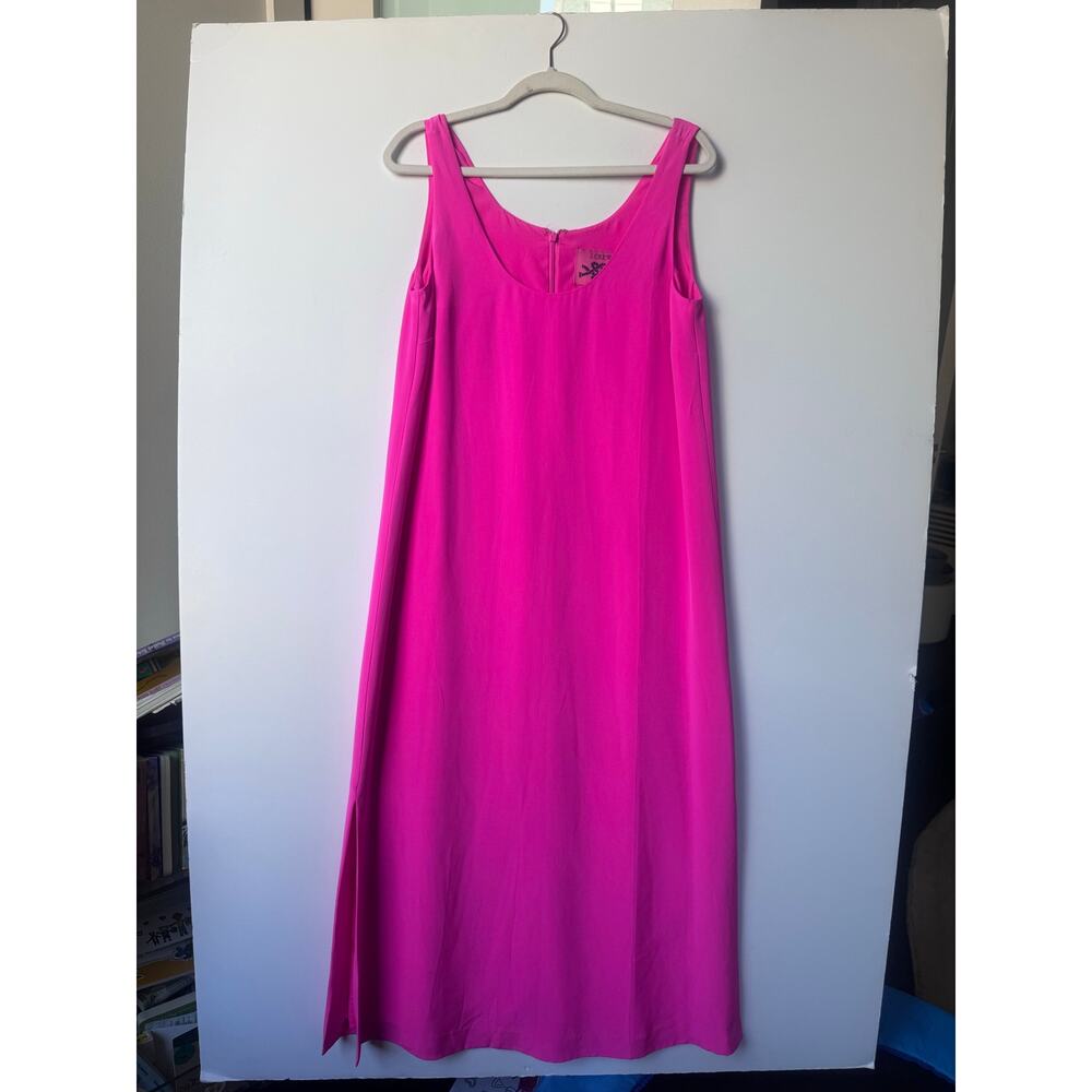 J.Crew Collection 100% Silk Maxi Shift Dress in Hot Pink Size 8 vacation wedding